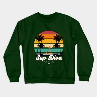 Retro SUP Diva Design for the Ladies Crewneck Sweatshirt